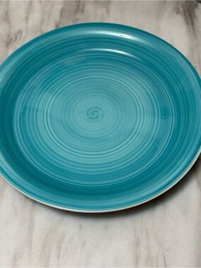 Dover & York Aqua / Turquoise Swirl stoneware ceramic dinner plate10.5”